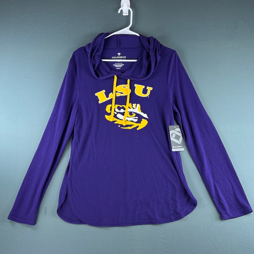 LSU Colosseum Purple Hooded Long-Sleeve Tee with Yellow Logo